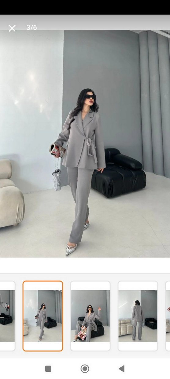 Gri Kuşaklı Kadın Blazer Ceket - Görsel 2