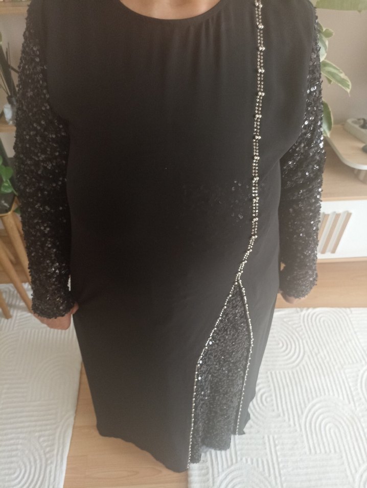 Siyah Uzun Kollu Drapeli Gotik Elbise - Görsel 4