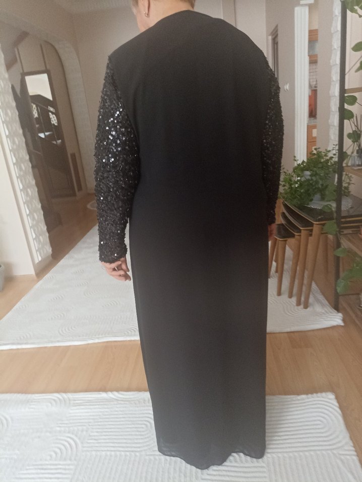 Siyah Uzun Kollu Drapeli Gotik Elbise - Görsel 5