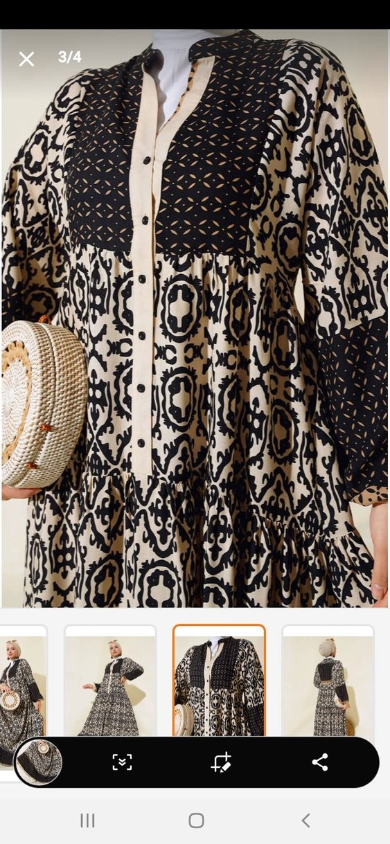 Boncuk Detaylı Desenli Uzun Bohem Elbise - Görsel 2