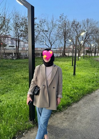 LC Waikiki Düğmeli Midi Kadın Bej Blazer Ceket