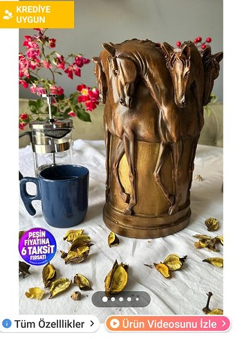 At Figürlü Kırmızı ve Gri Vazo - Görsel 6