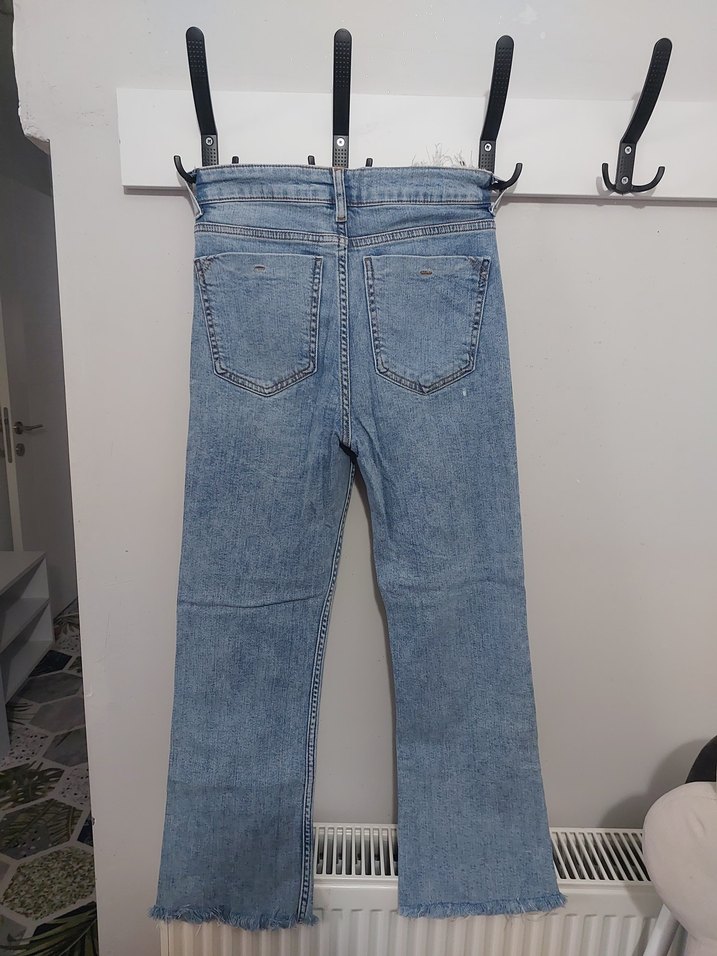 Gri Mavi Kadın Denim Midi Pantolon - Görsel 2