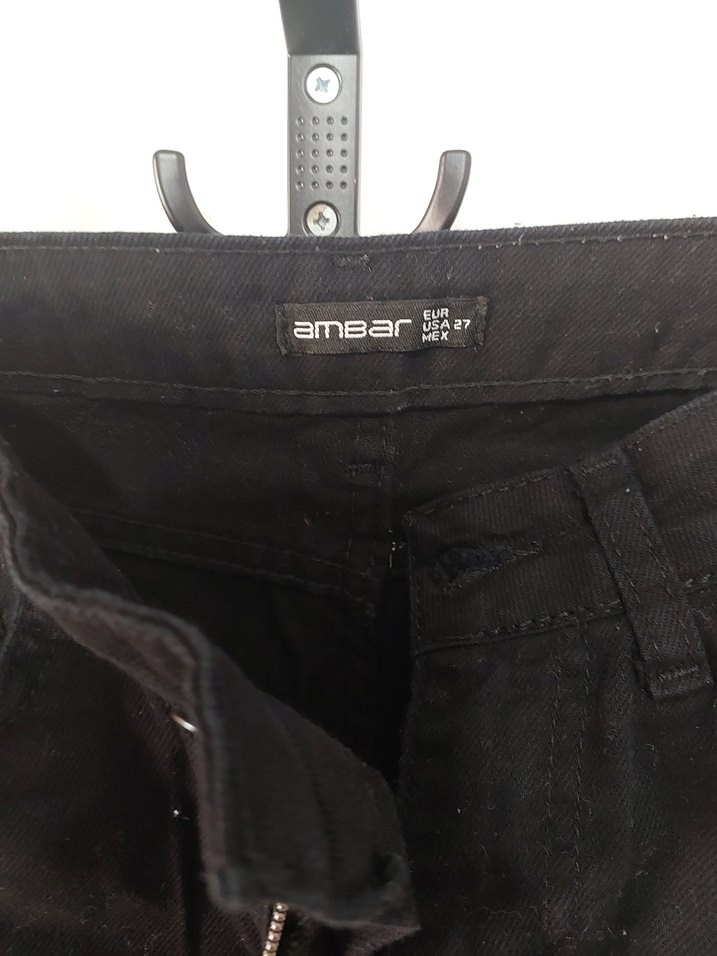 Kemerli Siyah Bol Kesim Midi Kot Pantolon - Görsel 2