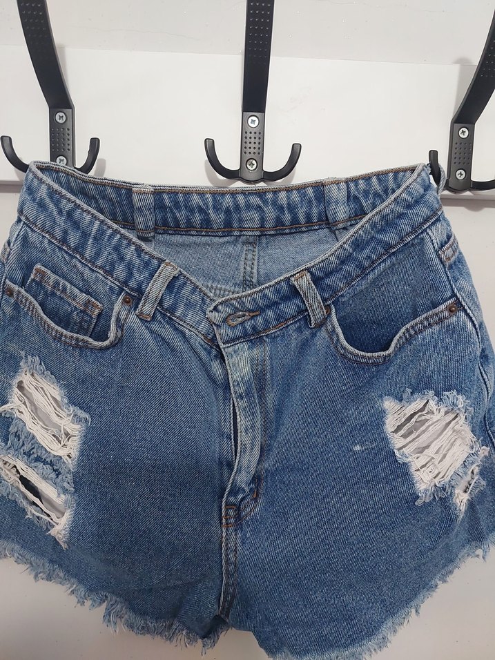 Kadın Mavi Kot Mini Şort - Görsel 3