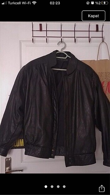 oversize vintage deri ceket