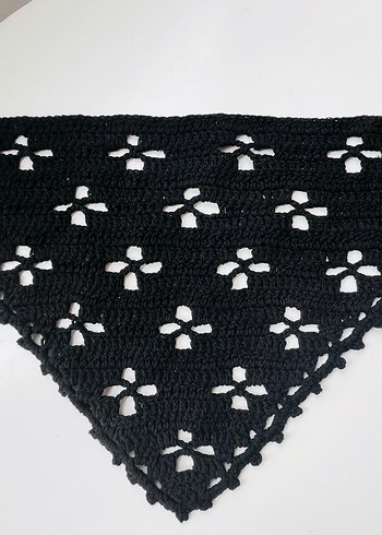 Dantel Detaylı Siyah Örgü Kadın bandana