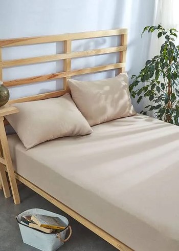 Taç Bej Renkli Düz lastikli Çarşaf çift kişilik