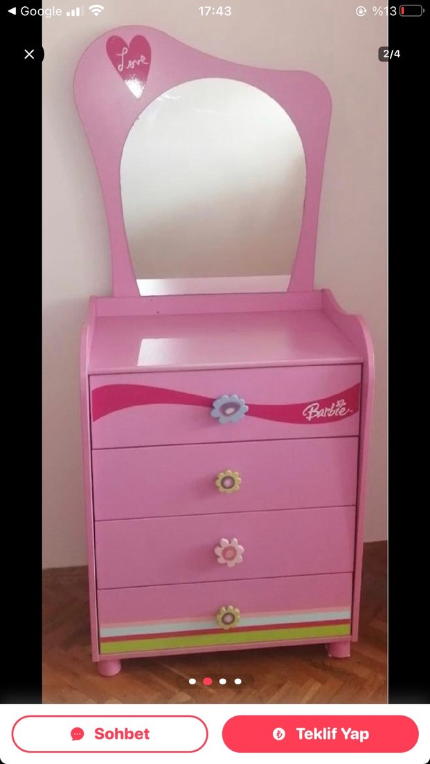 Çilek Pastel Pembe Çocuk Şifonyer - Görsel 3