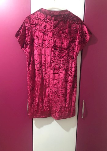 Kadife Mini elbise bordo taşlı - Görsel 4