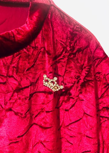 Kadife Mini elbise bordo taşlı - Görsel 2