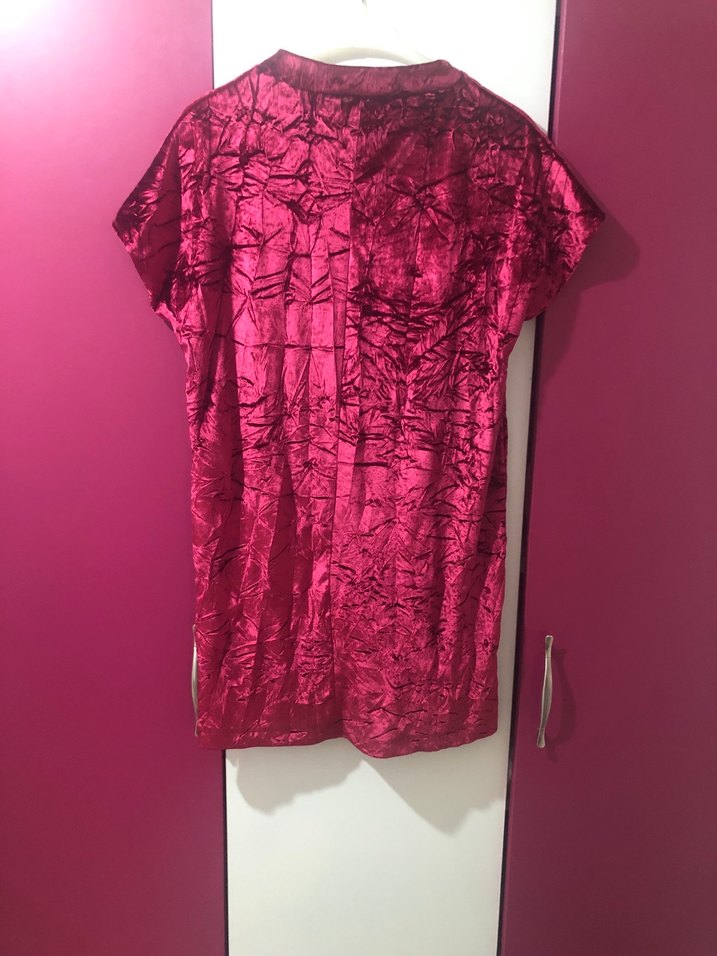 Kadife Mini elbise bordo taşlı - Görsel 4