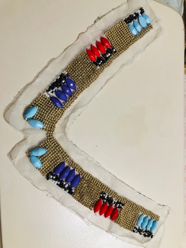 Renkli Boncuklu Tül Üzeri işlemeli kolye aksesuar - Görsel 4