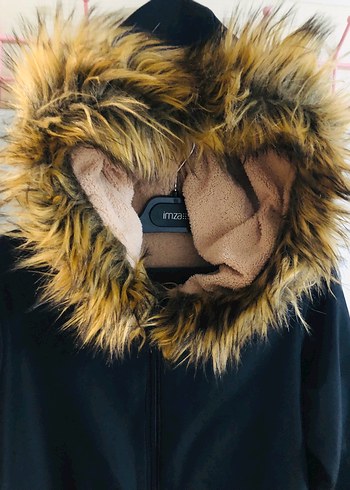 Kürk Detaylı Midi Boy Kadın Ceket siyah - Görsel 4