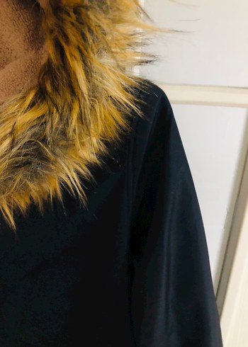 Kürk Detaylı Midi Boy Kadın Ceket siyah - Görsel 7