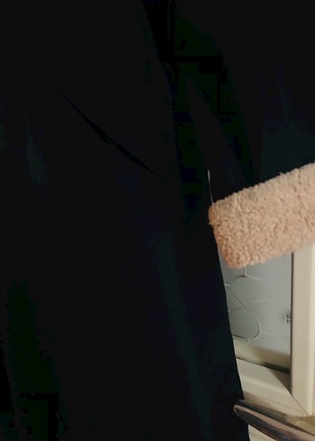 Kürk Detaylı Midi Boy Kadın Ceket siyah - Görsel 6