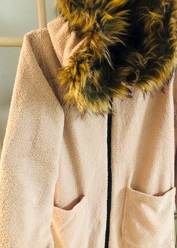 Kürk Detaylı Midi Boy Kadın Ceket siyah - Görsel 10