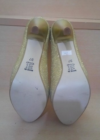 Altın Renkli Platform Topuklu Kadın Abiye Ayakkabı - Görsel 4