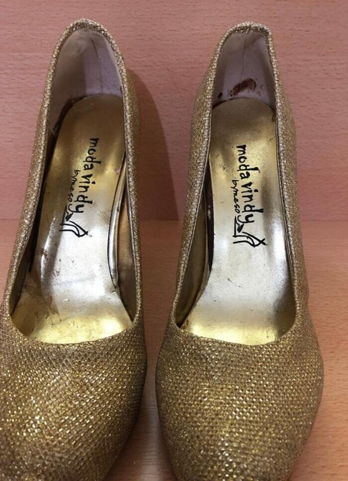 Altın Renkli Platform Topuklu Kadın Abiye Ayakkabı - Görsel 3