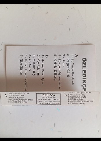 Özledikçe Albümü - Ferhat Tunç & Ahmet Kaya - Görsel 2