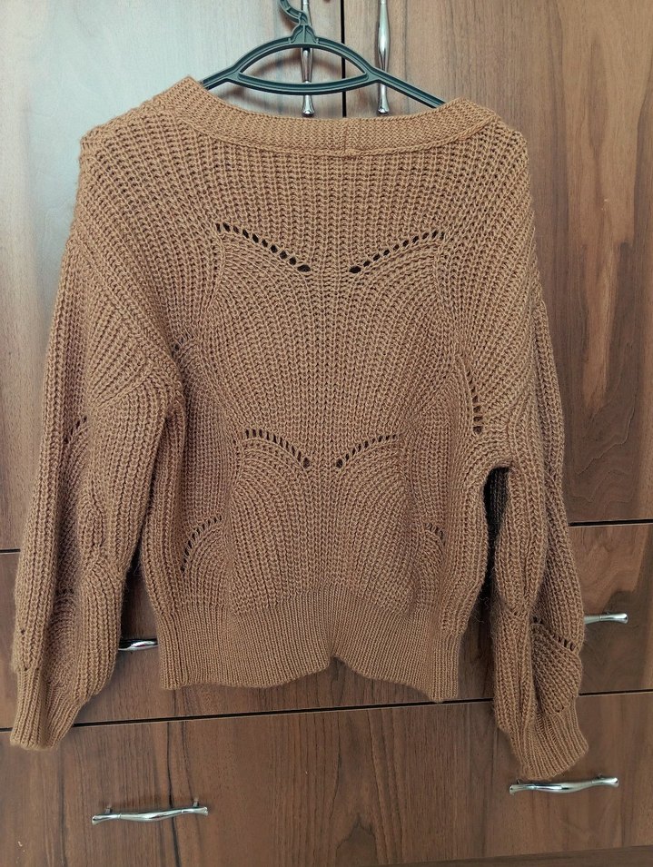 Bej V Yaka Triko Hırka - Görsel 3