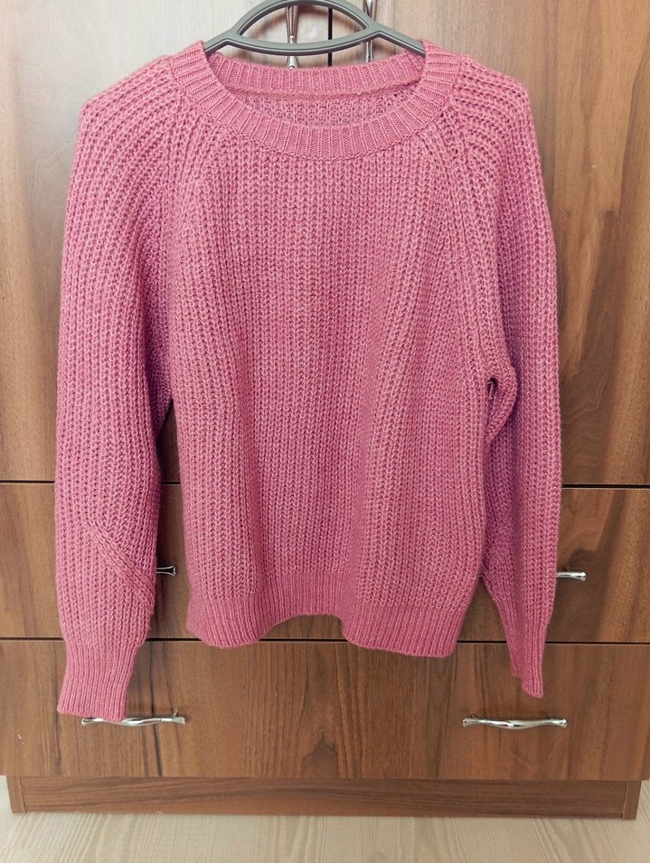 Pembe Örgü Kadın Triko Kazak - Görsel 2