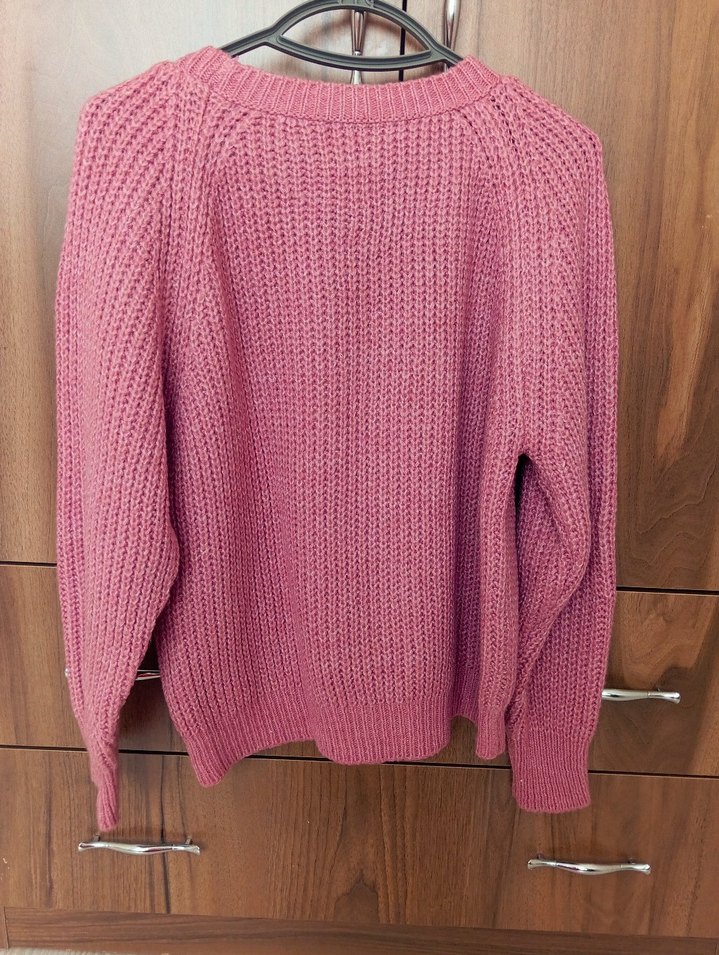 Pembe Örgü Kadın Triko Kazak - Görsel 3