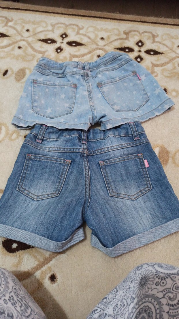 Desenli Düğmeli Kız Kot Şort - Görsel 2