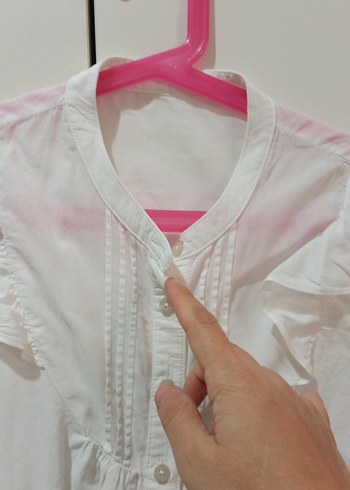 Beyaz Fırfırlı V Yaka Kolsuz Kız Çocuk Gömlek - Görsel 2