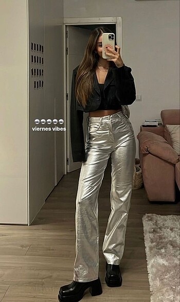 Zara pantolon parlak