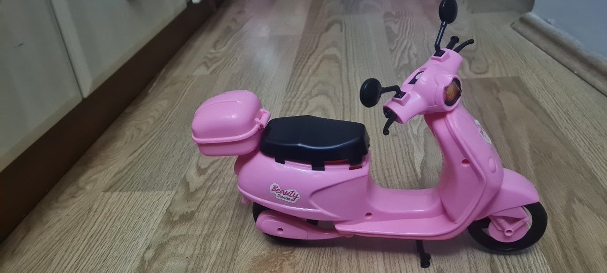 Pembe Pastel Renkli Oyuncak Motosiklet - Görsel 3