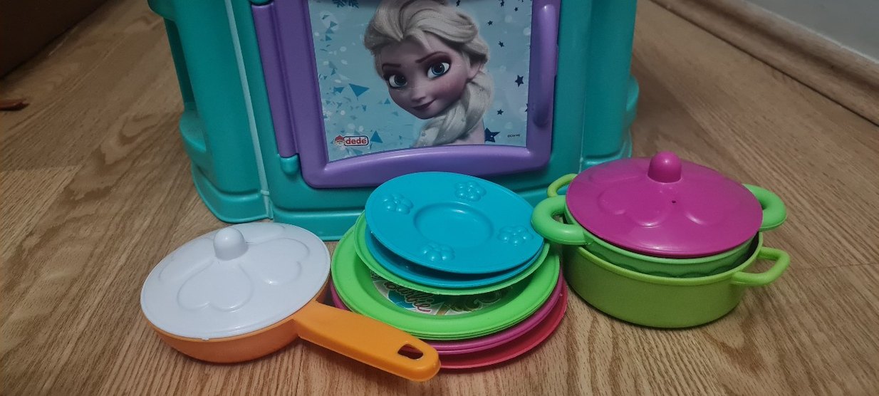 Renkli Çocuk Elsa Oyun Mutfak Seti - Görsel 4