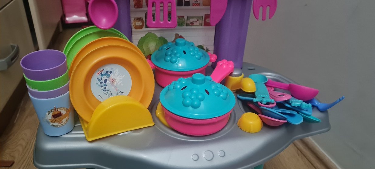 Renkli Çocuk Elsa Oyun Mutfak Seti - Görsel 2