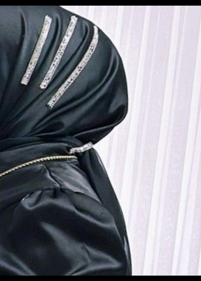 Saten siyah abiye  - Görsel 2