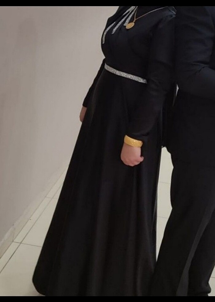 Saten siyah abiye  - Görsel 3