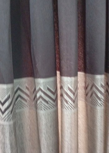 Taç Gri Bağlama Desenli Modern Perde - Görsel 2