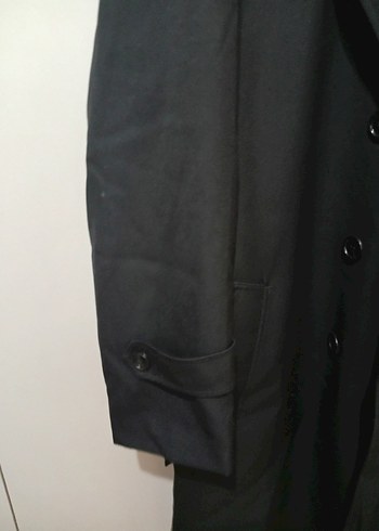 Düğmeli Siyah Uzun Erkek Kaban - Görsel 2