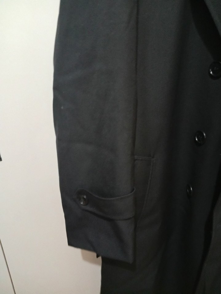 Düğmeli Siyah Uzun Erkek Kaban - Görsel 2