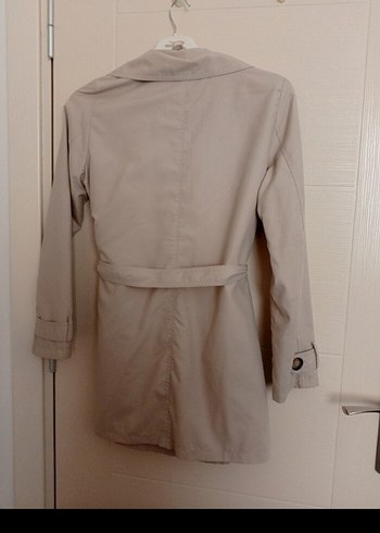 Bej Düğmeli Midi Kadın Trençkot - Görsel 3