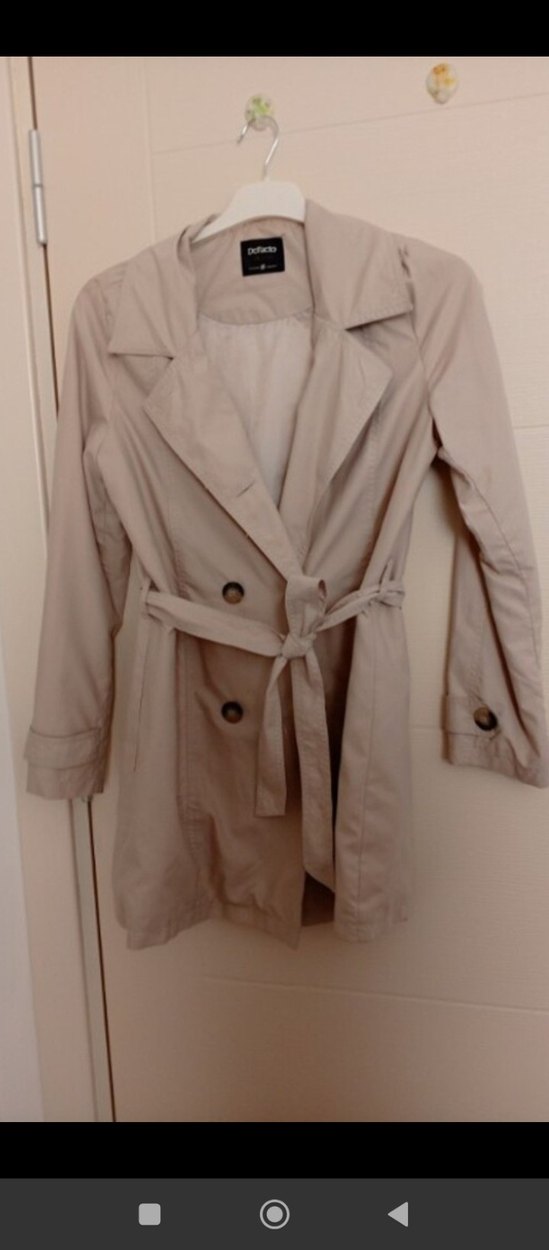 Bej Düğmeli Midi Kadın Trençkot - Görsel 4