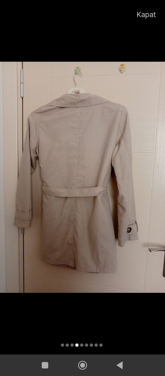 Bej Düğmeli Midi Kadın Trençkot - Görsel 3