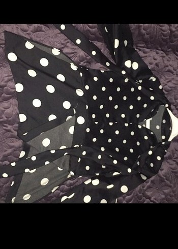 Uzun Kollu Puantiyeli Kadın Bluz - Görsel 5