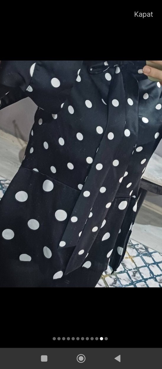 Uzun Kollu Puantiyeli Kadın Bluz - Görsel 4