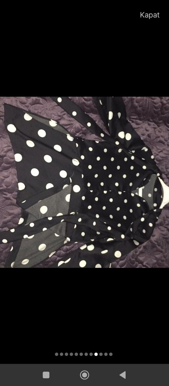 Uzun Kollu Puantiyeli Kadın Bluz - Görsel 5