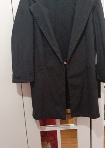 Kadın Siyah Uzun Kollu Düğmeli Blazer - Görsel 2