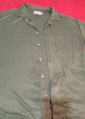 Düğmeli Kısa Kollu Erkek Yeşil Gömlek - Görsel 2