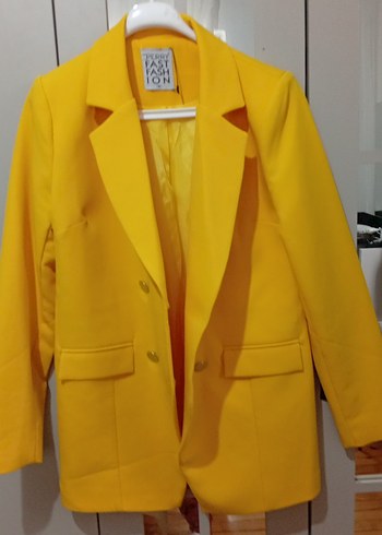 Sarı Kadın Düğmeli Blazer Ceket - Görsel 2