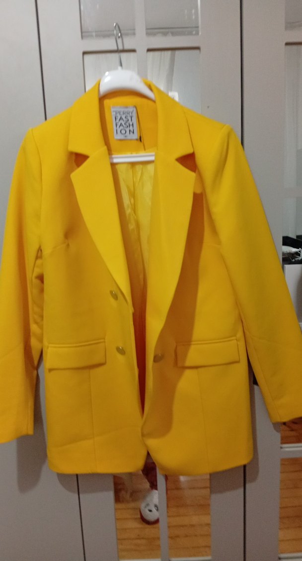 Sarı Kadın Düğmeli Blazer Ceket - Görsel 2