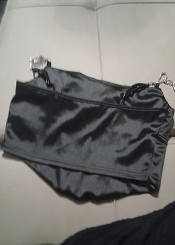 Siyah Gotik Mini Straplez Büstiyer - Görsel 4