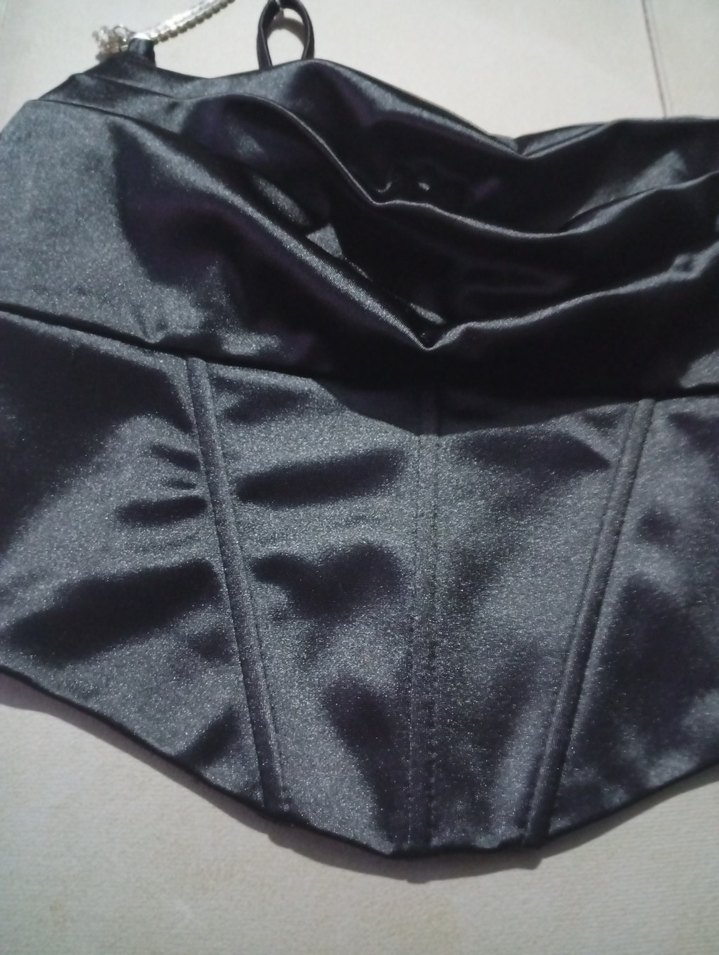 Siyah Gotik Mini Straplez Büstiyer - Görsel 3